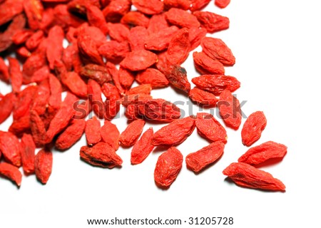 GOJI berries pile - Lycium chinense - Chinese boxthorn is a major Chinese tonic herb with a history of almost 2,000 years of medicinal use.