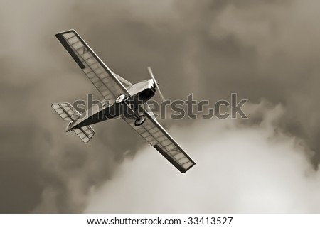 Historic plane on the sky - vintage photography