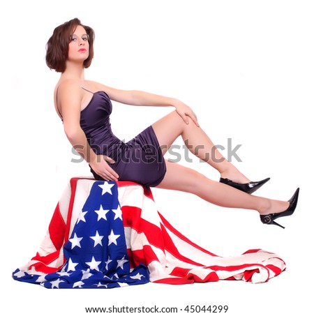 american flag pin up. stock photo : Pin up girl