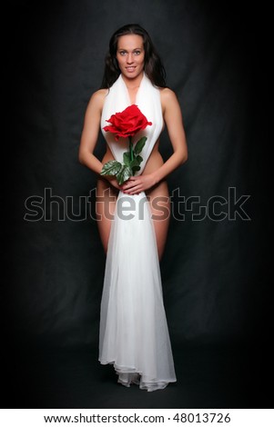 stock photo Portrait beautiful girl dressed in bridal veil with flower