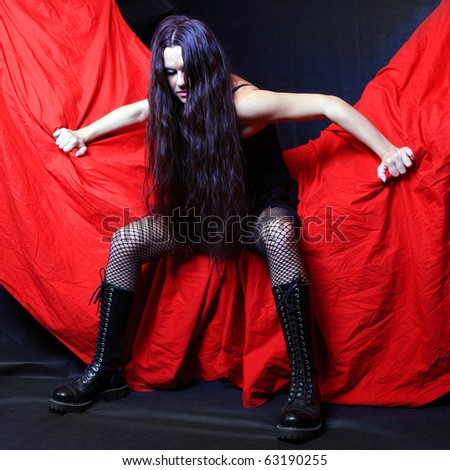 Bedroom on Mysterious Goth Woman In Bedroom  Stock Photo 63190255   Shutterstock