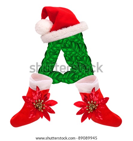 Christmas Letter With Santa Claus Cap And Stocking. One Part Of Great ...