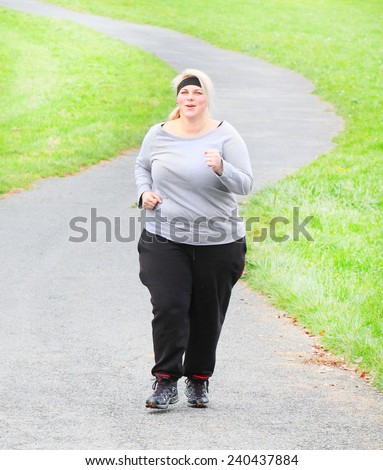 Overweight woman running Weight loss concept Overweight woman running Weight loss concept