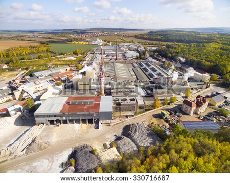 Aerial view to industrial zone and technology park near Pilsen city in Czech Republic, Europe.