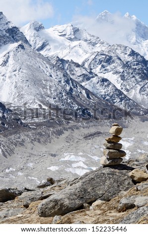 Stone marker in Khumbu region,Himalayas,Nepal