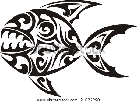 stock vector Tribal fish tattoo