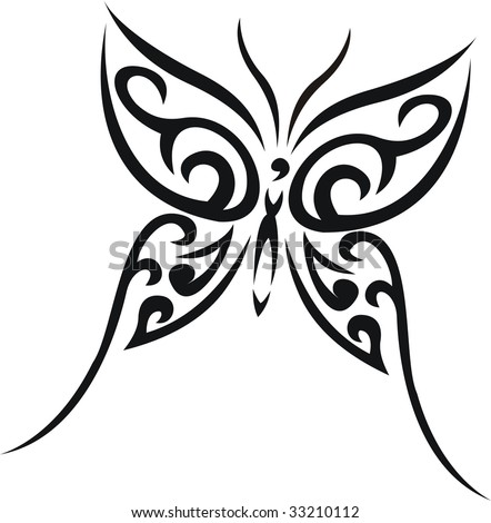 stock vector : Butterfly tribal tattoo
