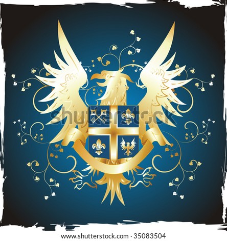 golden eagle logo. shield with golden eagle