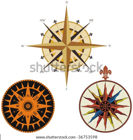 stock vector : Set of vintage compasses