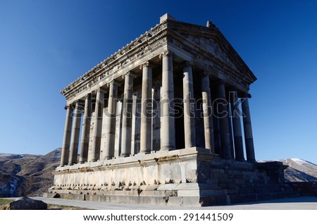 Pagan sun temple,Garni,Armenia. Classical Hellenistic building, unesco heritage site