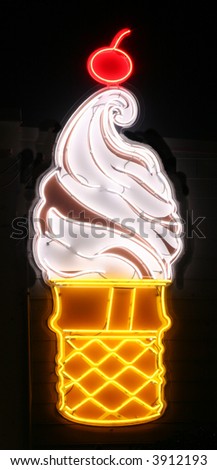 Neon ice cream sign.