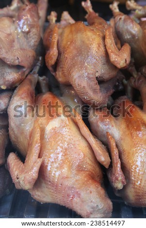 This is Chinese food, grilled chicken, roast goose, roast chicken.