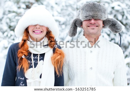 Bright Picture Of Family Couple In A Winter Clothes