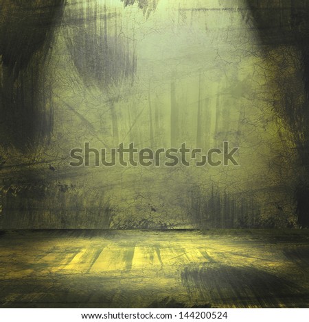 illustration of concert spot lighting over dark background and wood floor