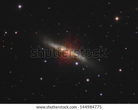 Starburst Galaxy Messier 82 - A starburst galaxy about 12 million light years away in the constellation Ursa Major