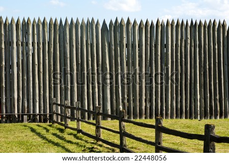 Palisade on a Pioneer fortification of Fort Vancouver near Portland Oregon