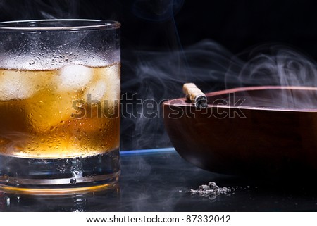 http://image.shutterstock.com/display_pic_with_logo/164449/164449,1319497249,19/stock-photo-glass-of-whiskey-with-ice-cube-cigar-and-smoke-87332042.jpg