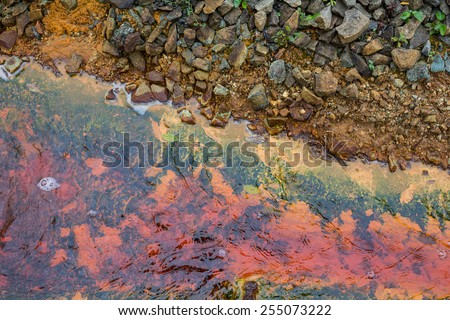 Polluted water coming out of a closed mine in Rosia Montana Romania