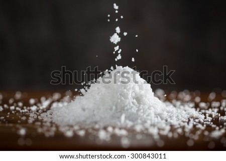 white sea salt crystals with dark background