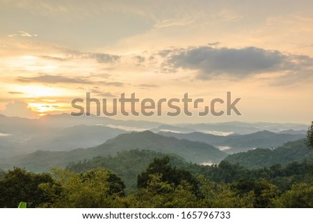 The nature of light and morning mist , north of Thailand.