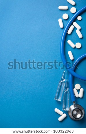 medical frame over blue