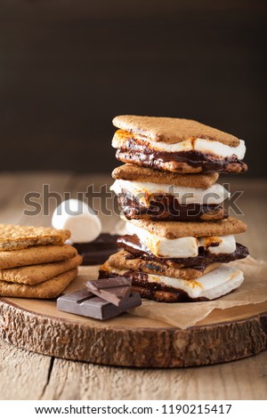 homemade marshmallow s\'mores with chocolate on crackers