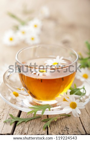Cup Of Herbal Tea With Chamomile Flowers