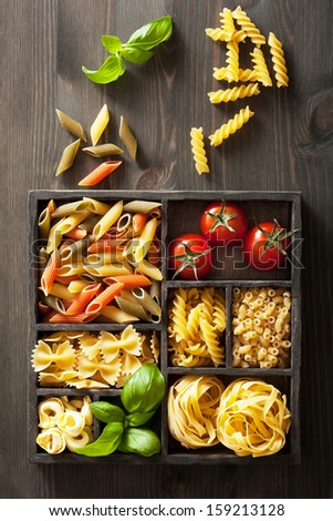 Various Pasta In Black Wooden Box