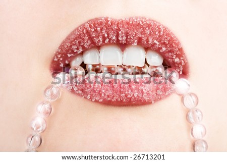 stock photo sweet lips and white teeth
