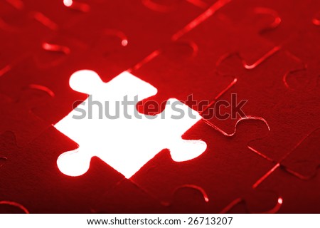 abstract puzzle background with one missing piece