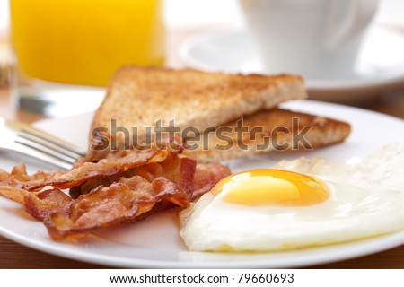 egg and bacon with toast