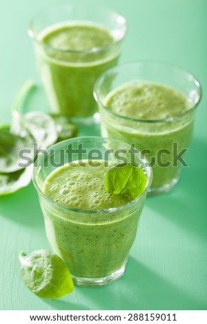 healthy green smoothie with spinach leaves