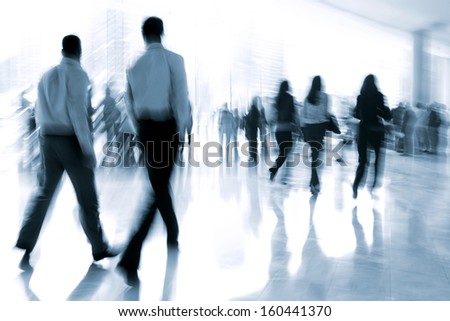 Lobby In The Rush Hour Is Made In The Manner Of Blur And A Blue Tonality