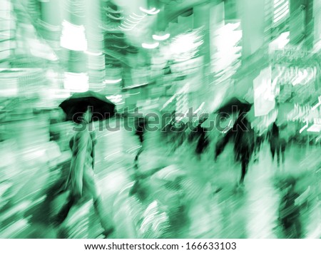 illumination and night life of the city motion blur and emerald tonality