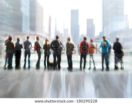 abstrakt image of people in the lobby of a modern business center with a blurred background