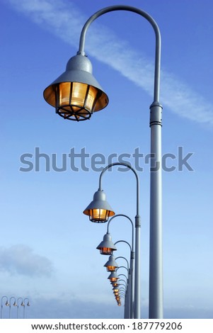 luminous street lamp against the dark sky