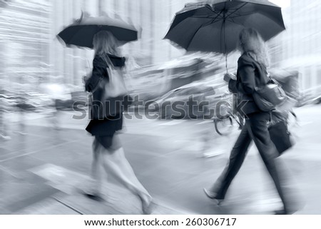 rainy day in the city on motion blur