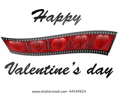 stock vector : Valentine film strip with hearts, vector