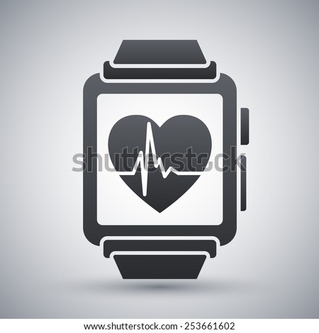 Vector smart watch with health app icon