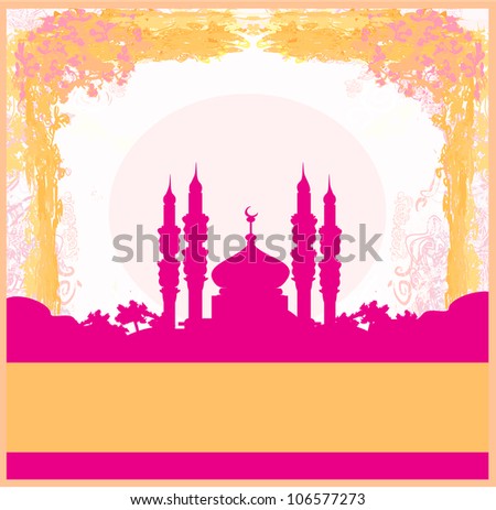 Ramadan background mosque silhouette vector card Ramadan background mosque silhouette vector card