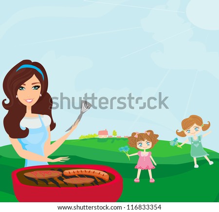 A vector illustration of a family having a picnic in a park