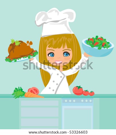 cartoon girl cooking