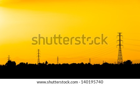 high voltage post.High-voltage tower sky background in Thailand