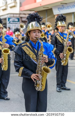 Lamphun,Thailand-June,25:Marching band  in the celebrations, \