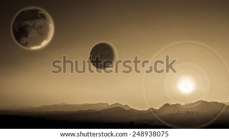 Fantasy world.Image of earth planet. Elements of this image are furnished by NASA
