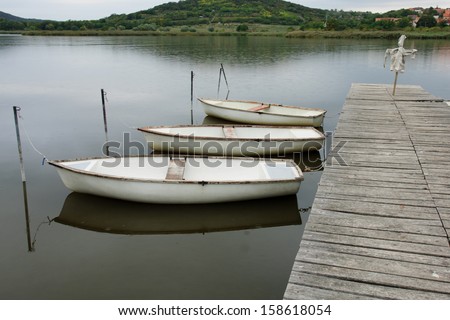 Boats in the inner lake, Tihany, Hungary