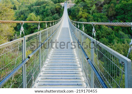 A hanging foot bridge, in Nesher Park, Nesher, Israel