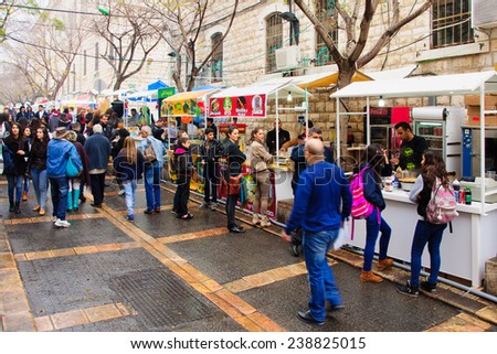 NAZARETH, ISRAEL - December 19, 2014: Scene of a Christmas market, in Nazareth, Israel