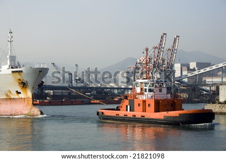 Pilot boat in Genoa Harbor, Italy