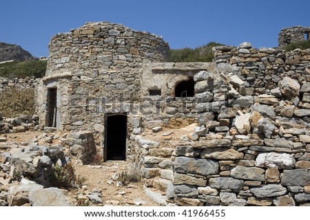 Ruins of the ancient city - Karphatos Saria Island is a rocky, volcanic island along the northern edge of Karpathos - Greece